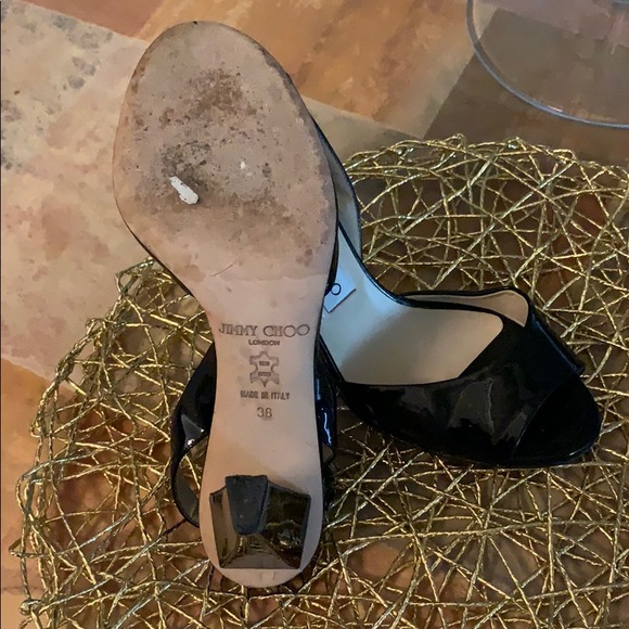 Jimmy Choo Black Paten Leather Sling Backs - Picture 3 of 6